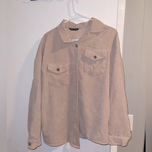 Light Pink Blush Corduroy Shirt Jacket Button Up